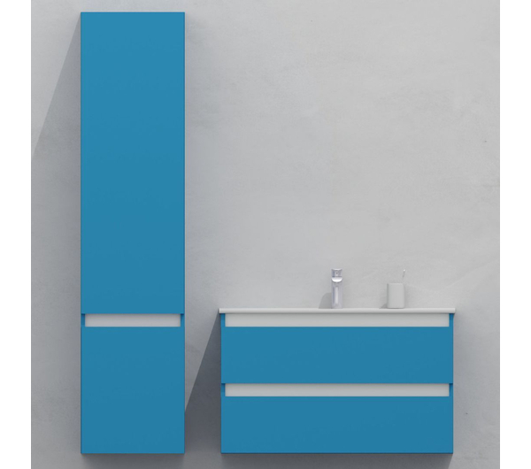 Комплект мебели для ванной тумба 90 см и пеналом 40*40*170 см, левый, цвет RAL 5012, влагостойкий, матовая эмаль + лак, серия СДпрестиж артикул SDPLTM-905012 изображение 1
