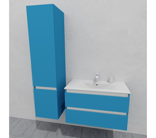 Комплект мебели для ванной тумба 90 см и пеналом 40*40*170 см, левый, цвет RAL 5012, влагостойкий, матовая эмаль + лак, серия СДпрестиж артикул SDPLTM-905012 изображение 2
