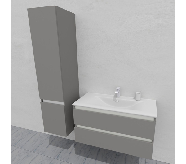 Шкаф-пенал для ванной подвесной глубина 40 см, левый, влагостойкий, цвет светло-серый, матовая эмаль + лак, серия Сдпрестиж артикул SDPL-405000-N изображение 5