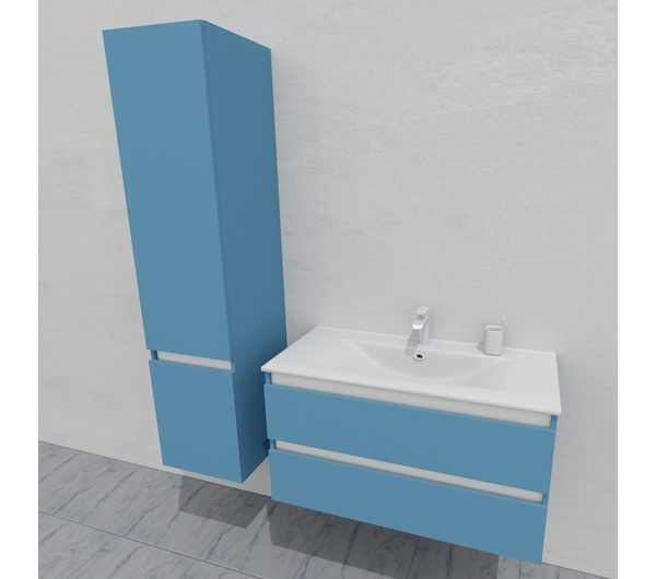 Шкаф-пенал для ванной подвесной глубина 40 см, левый, влагостойкий, цвет пастельно-синий, матовая эмаль + лак, серия Сдпрестиж артикул SDPL-405024 изображение 5