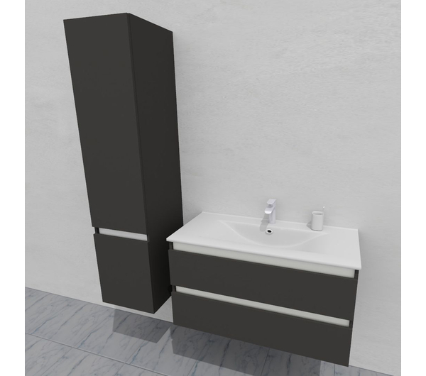 Шкаф-пенал для ванной подвесной глубина 40 см, левый, влагостойкий, цвет серый, матовая эмаль + лак, серия Сдпрестиж артикул SDPL-407500-N изображение 5