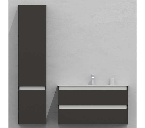 Шкаф-пенал для ванной подвесной глубина 40 см, левый, влагостойкий, цвет серый, матовая эмаль + лак, серия Сдпрестиж артикул SDPL-407500-N изображение 2