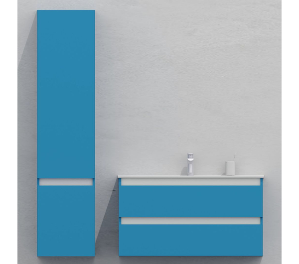 Шкаф-пенал для ванной подвесной глубина 40 см, левый, влагостойкий, цвет синий, матовая эмаль + лак, серия Сдпрестиж артикул SDPL-405012 изображение 2