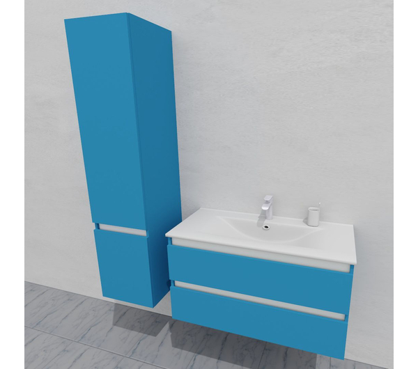 Шкаф-пенал для ванной подвесной глубина 40 см, левый, влагостойкий, цвет синий, матовая эмаль + лак, серия Сдпрестиж артикул SDPL-405012 изображение 5