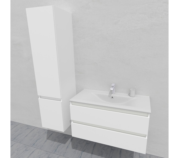 Шкаф-пенал для ванной подвесной глубина 40 см, левый, влагостойкий, цвет белый, матовая эмаль + лак, серия Сдпрестиж артикул SDPL-400300-N изображение 5