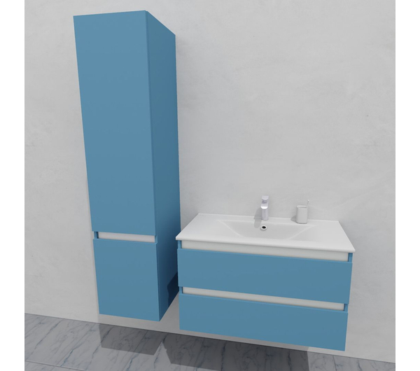 Комплект мебели для ванной тумба 90 см с раковиной и пеналом 40*40*170 см, левый, цвет RAL 5024, влагостойкий, матовая эмаль + лак, серия СДпрестиж артикул SDPLTMR-905024 изображение 2