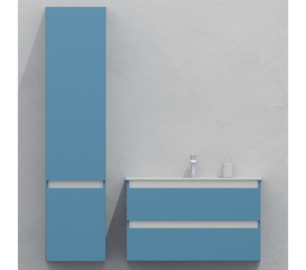 Комплект мебели для ванной тумба 90 см с раковиной и пеналом 40*40*170 см, левый, цвет RAL 5024, влагостойкий, матовая эмаль + лак, серия СДпрестиж артикул SDPLTMR-905024 изображение 1