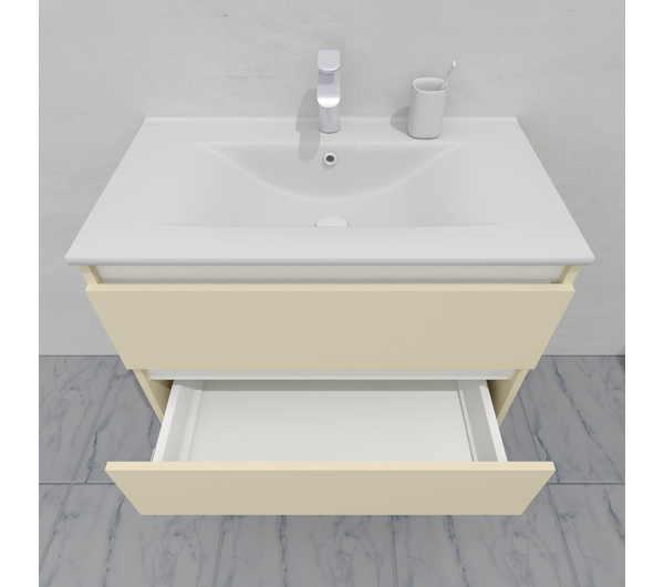 Комплект мебели для ванной тумба 80 см с раковиной и пеналом 40*40*170 см, левый, цвет RAL 1015, влагостойкий, матовая эмаль + лак, серия СДпрестиж артикул SDPLTMR-801015 изображение 10