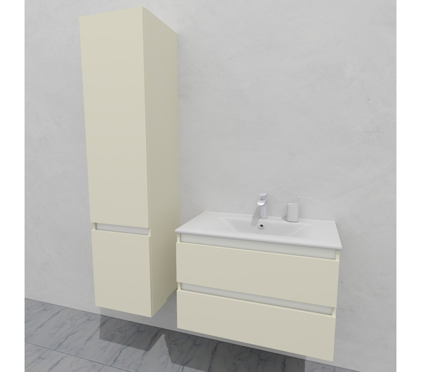 Комплект мебели для ванной тумба 80 см с раковиной и пеналом 40*40*170 см, левый, цвет RAL 1013, влагостойкий, матовая эмаль + лак, серия СДпрестиж артикул SDPLTMR-801013 изображение 2