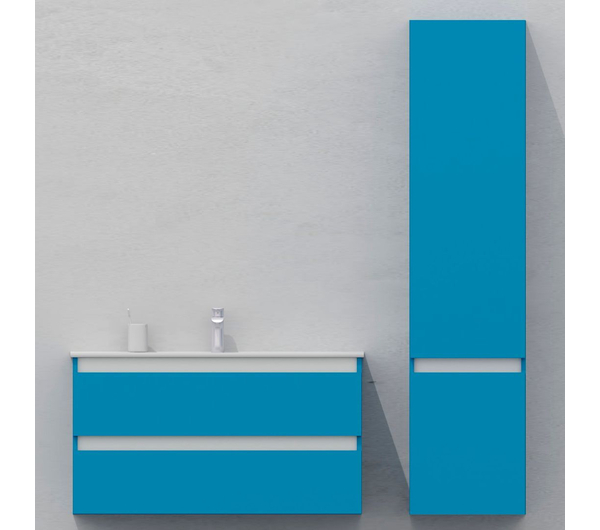 Шкаф-пенал для ванной подвесной глубина 40 см, правый, влагостойкий, цвет синий, матовая эмаль + лак, серия СДпрестиж артикул SDPP-405012 изображение 2