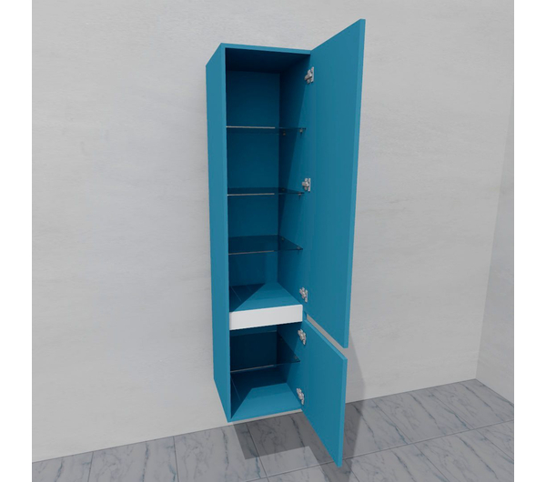 Шкаф-пенал для ванной подвесной глубина 40 см, правый, влагостойкий, цвет пастельно-синий, матовая эмаль + лак, серия СДпрестиж артикул SDPP-405024 изображение 1