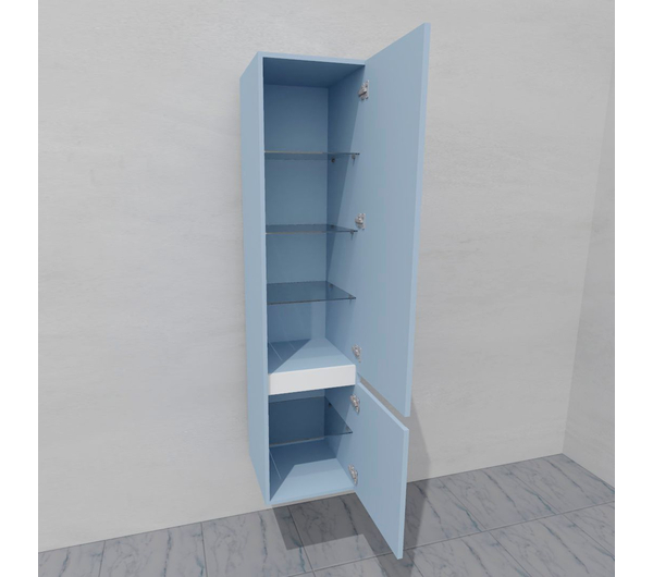 Шкаф-пенал для ванной подвесной глубина 40 см, правый, влагостойкий, цвет голубой, матовая эмаль + лак, серия СДпрестиж артикул SDPP-401020-R80B изображение 1