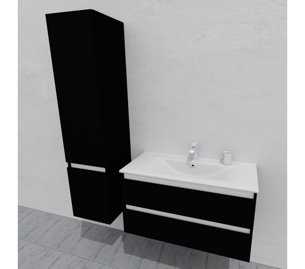 Шкаф-пенал для ванной подвесной глубина 35 см, левый, влагостойкий, цвет черный, матовая эмаль + лак, серия Сдпрестиж артикул SDPL35-409000-N изображение 4