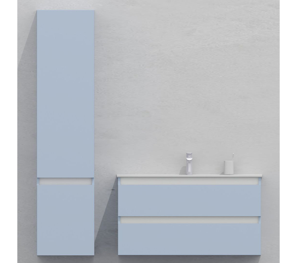 Шкаф-пенал для ванной подвесной глубина 35 см, левый, влагостойкий, цвет голубой, матовая эмаль + лак, серия Сдпрестиж артикул SDPL35-401020-R80B изображение 2