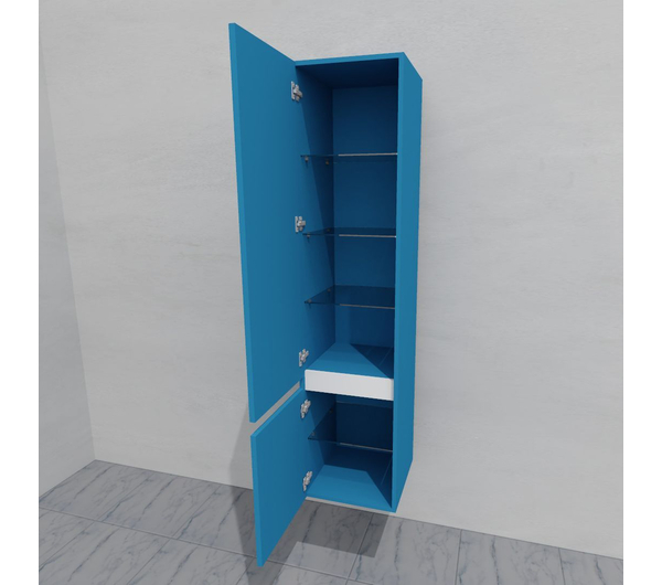 Шкаф-пенал для ванной подвесной глубина 35 см, левый, влагостойкий, цвет синий, матовая эмаль + лак, серия Сдпрестиж артикул SDPL35-405012 изображение 1