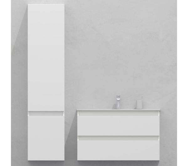 Комплект мебели для ванной тумба 90 см и пеналом 40*35*170 см, левый, цвет NCS S 0300-N, влагостойкий, матовая эмаль + лак, серия СДпрестиж артикул SDPLTM35-900300-N изображение 1