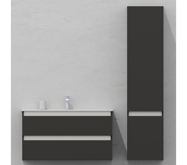Шкаф-пенал для ванной подвесной глубина 35 см, правый, влагостойкий, цвет серый, матовая эмаль + лак, серия СДпрестиж артикул SDPP35-407500-N изображение 2