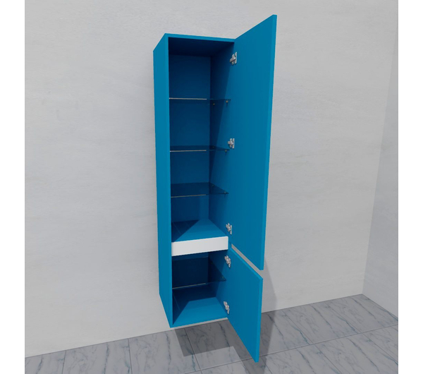 Шкаф-пенал для ванной подвесной глубина 35 см, правый, влагостойкий, цвет синий, матовая эмаль + лак, серия СДпрестиж артикул SDPP35-405012 изображение 1