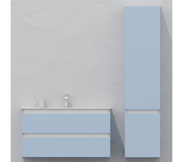 Шкаф-пенал для ванной подвесной глубина 35 см, правый, влагостойкий, цвет голубой, матовая эмаль + лак, серия СДпрестиж артикул SDPP35-401020-R80B изображение 2
