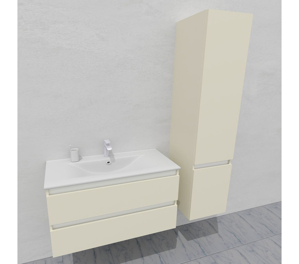 Комплект мебели для ванной тумба 100 см и пеналом 40*35*170 см, правый, цвет RAL 1013, влагостойкий, матовая эмаль + лак, серия СДпрестиж артикул SDPPTM35-1001013 изображение 2
