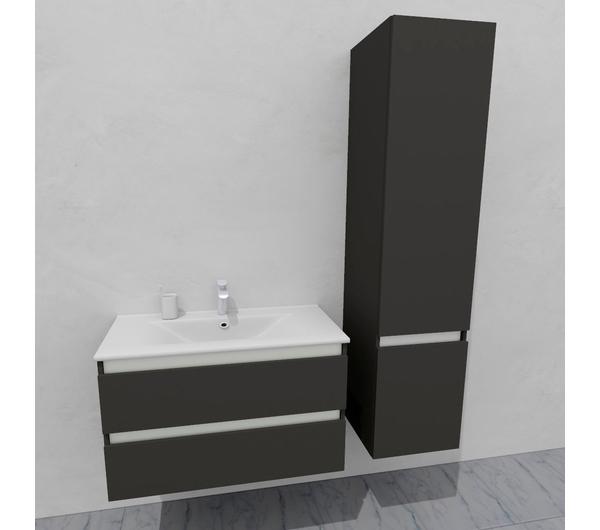 Комплект мебели для ванной тумба 90 см и пеналом 40*35*170 см, правый, цвет NCS S 7500-N, влагостойкий, матовая эмаль + лак, серия СДпрестиж артикул SDPPTM35-907500-N изображение 2