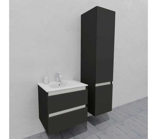 Комплект мебели для ванной тумба 60 см и пеналом 40*35*170 см, правый, цвет NCS S 7500-N, влагостойкий, матовая эмаль + лак, серия СДпрестиж артикул SDPPTM35-607500-N изображение 2