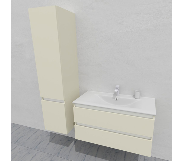 Комплект мебели для ванной тумба 100 см и пеналом 40*35*170 см, левый, цвет RAL 1013, влагостойкий, матовая эмаль + лак, серия СДпрестиж артикул SDPLTM35-1001013 изображение 2