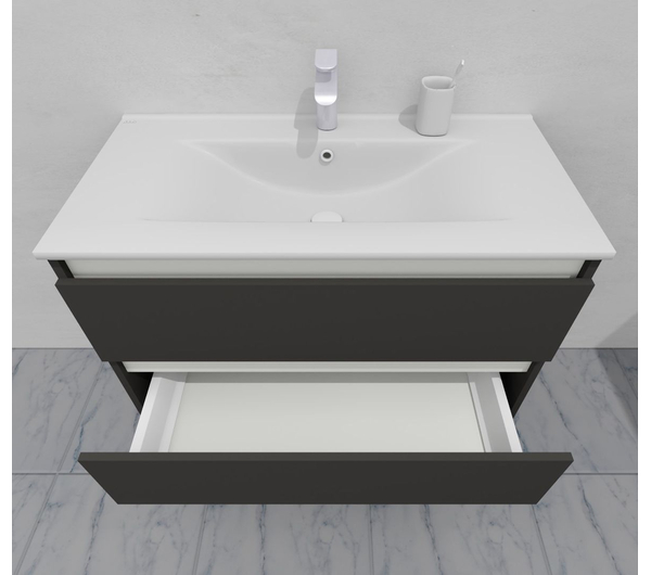 Комплект мебели для ванной тумба 90 см и пеналом 40*35*170 см, левый, цвет NCS S 7500-N, влагостойкий, матовая эмаль + лак, серия СДпрестиж артикул SDPLTM35-907500-N изображение 9