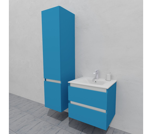 Комплект мебели для ванной тумба 80 см и пеналом 40*35*170 см, левый, цвет RAL 5012, влагостойкий, матовая эмаль + лак, серия СДпрестиж артикул SDPLTM35-805012 изображение 2