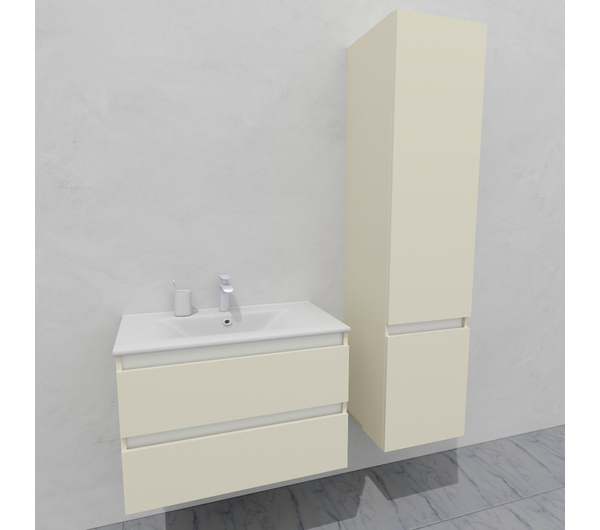 Комплект мебели для ванной тумба 80 см и пеналом 40*35*170 см, правый, цвет RAL 1013, влагостойкий, матовая эмаль + лак, серия СДпрестиж артикул SDPPTM35-801013 изображение 2